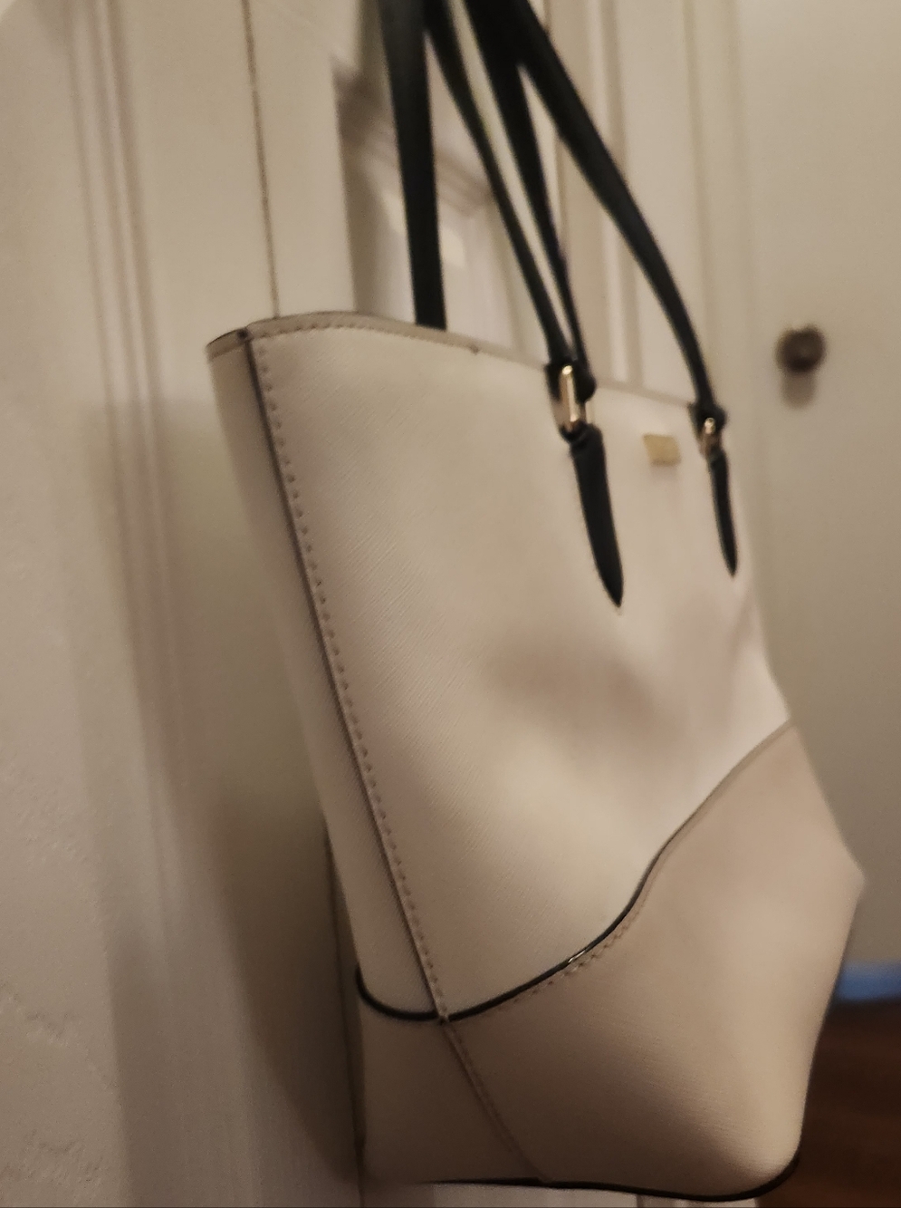 kate spade Two-Tone Cream and Black Structured Tote - Picture 3 of 10